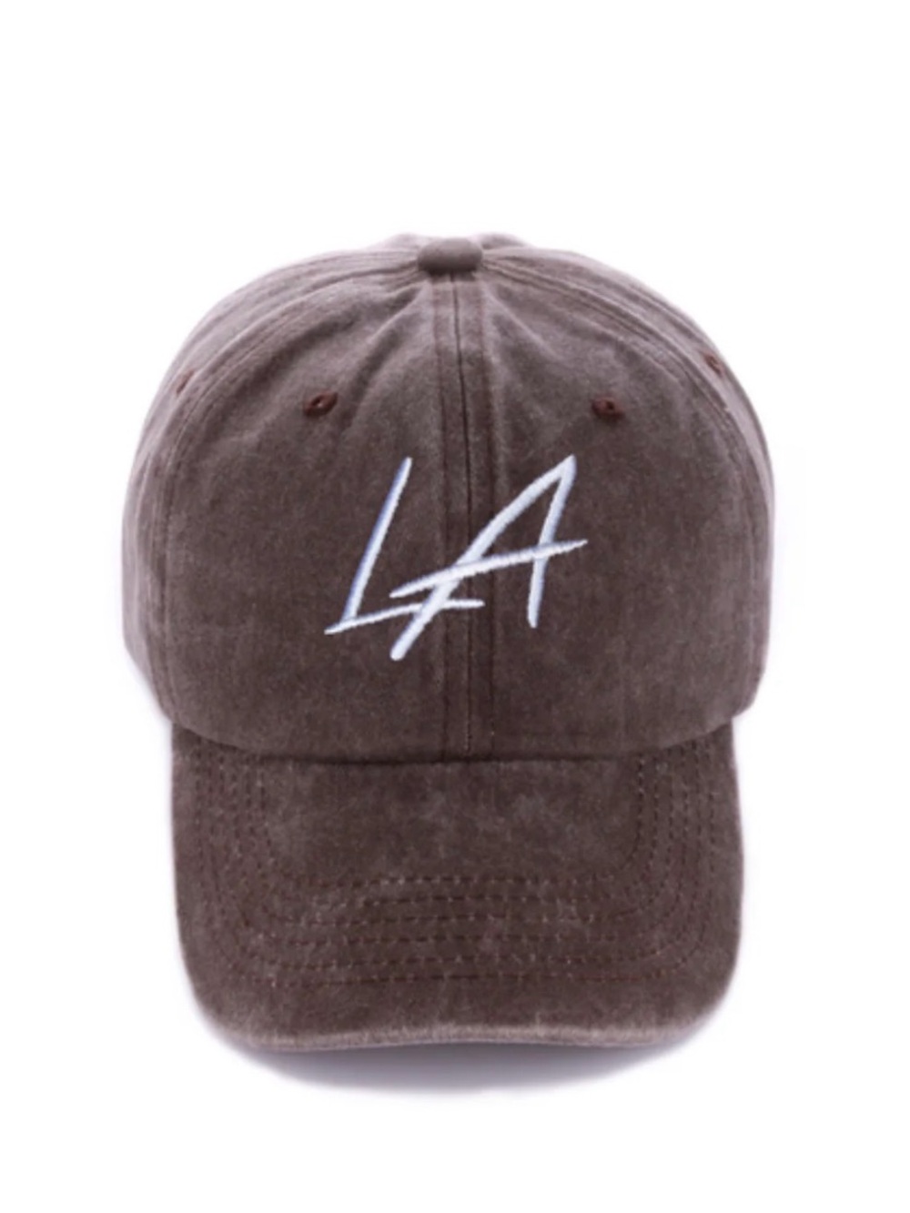 Embroidered 'LA' Brown Washed Baseball Cap